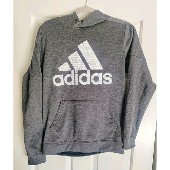 Adidas Size S Mens Pullover Hoodie Climawarm Hood Sweatshirt Gray FS0022 APU005 - Picture 2 of 11